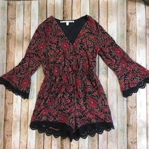 Chelsea & Violet Floral Romper Bell Sleeve L
